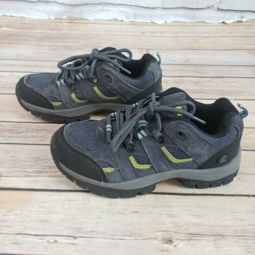 Northside Monroe Low Jr Suede Boys shoes Size 2Y Gray black lace up